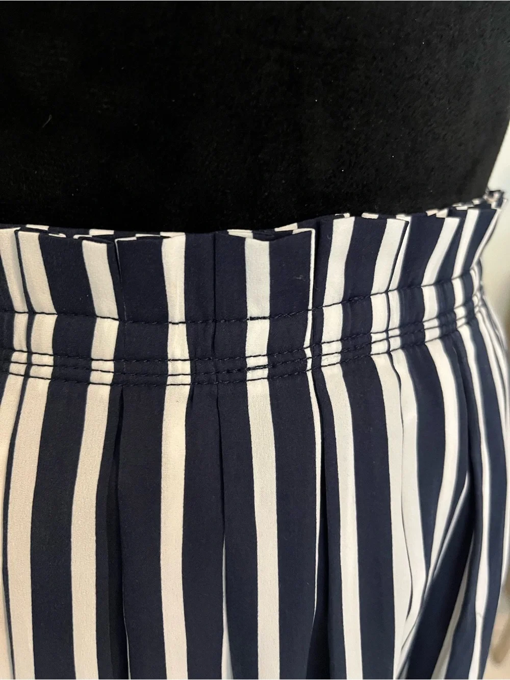 J. Crew Navy and White Vertical Stripe A-Line Skirt